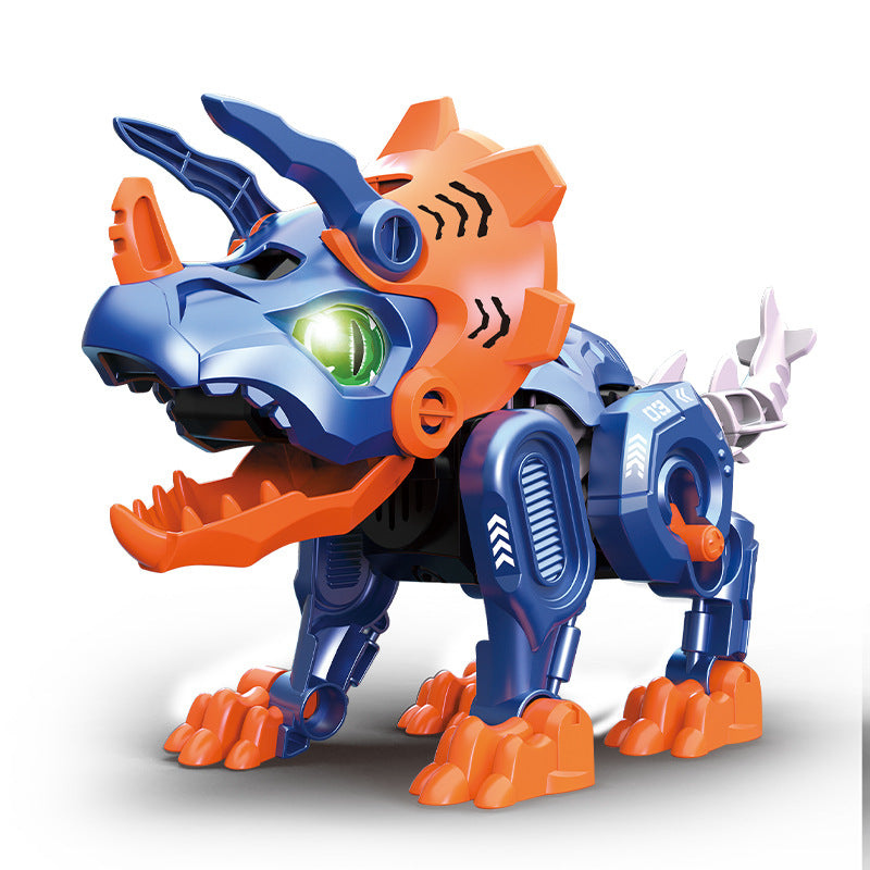 new arrival egg-shaped dinosaur deformation disassembly and assembly triceratops tyrannosaurus rex eyes can light up kids boys toys