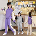 Girls' spring/autumn outfit set,  new korean style, trendy hooded sweatshirt and casual two-piece set for mid-to-large children