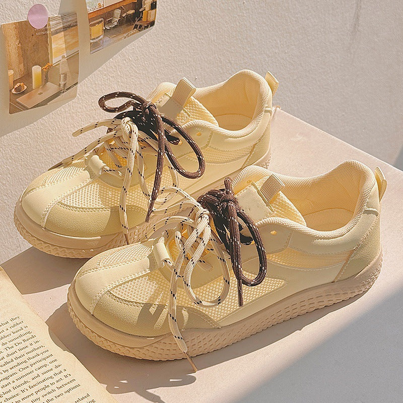 Summer women's bread shoes breathable mesh platform sneakers white shoes versatile with skirts athletic board shoes