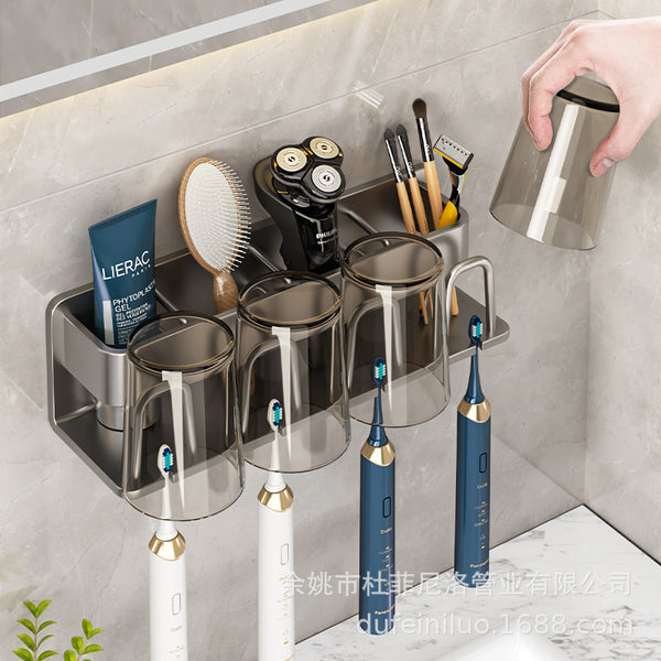 Manufacturer supplies space aluminum non-punching bathroom bathroom brushing mouthwash cup electric toothbrush rack cup holder