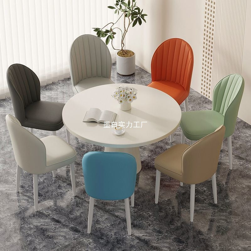 Cream style Nordic light luxury dining chair Home simple modern restaurant Makeup stool Leisure table and chair Hotel chair arc