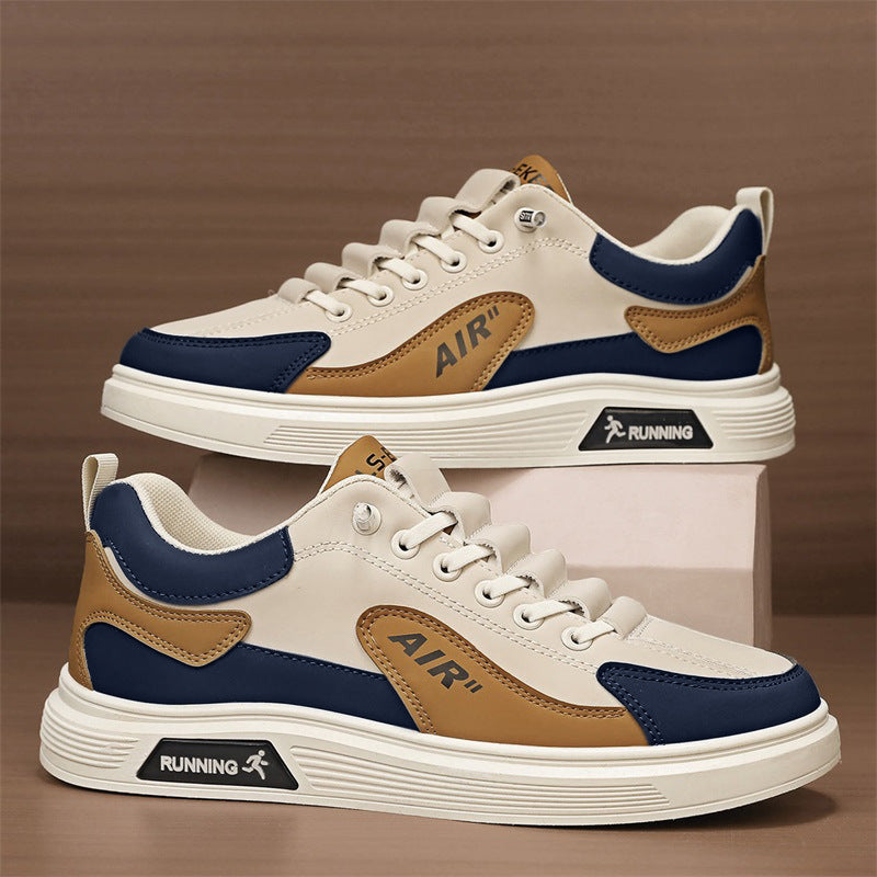 Men's summer new leather sneakers breathable athletic casual shoes youth trendy korean style versatile men's white shoes