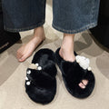 Women's fuzzy slippers - 2024 new fashion, versatile, cute, trendy, thick-soled, non-slip, home cotton slippers, thong sandals