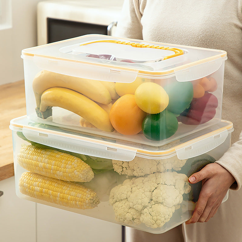 Food grade refrigerator storage fresh-keeping box, transparent food freezing sealed box with lid, kitchen vegetable egg storage box