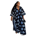 European and american women's clothing  autumn new collection: sweet and fresh printed loose plus size v-neck batwing sleeve maxi dress