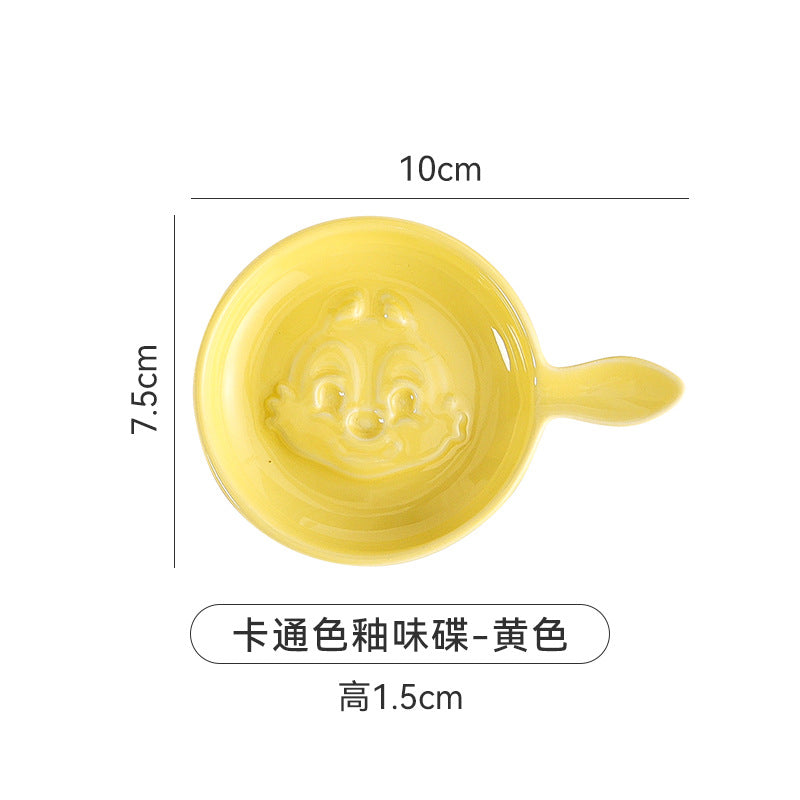 Scandinavianinsstylish ceramic relief snack plate cartoon creative cute ceramic dipping dish flavor plate snack plate