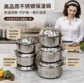 Stainless steel all-steel orchid pot diamond double-layer fresh-keeping pot 7-piece thickened suit large-capacity fresh-keeping box tableware