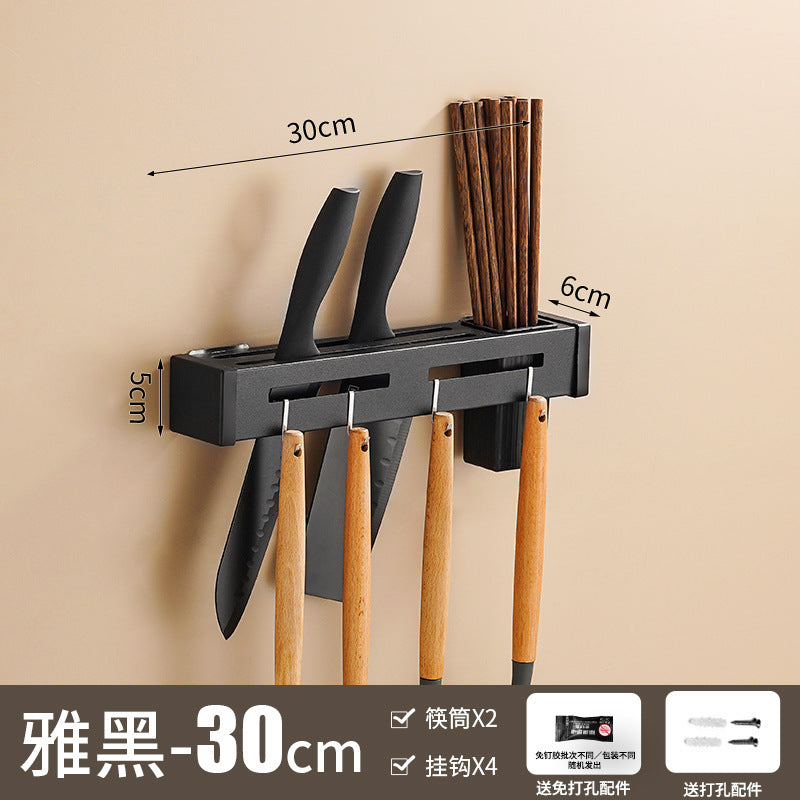 Stainless steel knife holder, chopstick cartridge, multi-functional tool storage rack, wall-mounted kitchen hanger, no punching,  direct sales