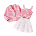 Children's clothing shein cross-border girlsuitlong sleevesoutwear vest pleated skirt