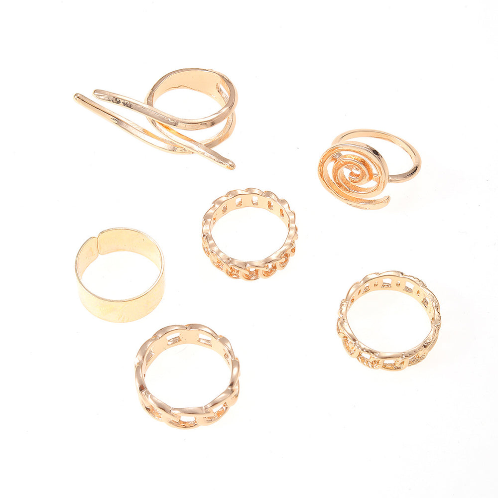 Wholesale glossy plain band rings - european & american cross-border jewelry - women's geometric electroplated stylish knuckle ring set