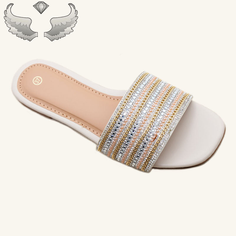 Belize  wholesale new summer wear rhinestone fashion flat sandals Wholesale Slippers
