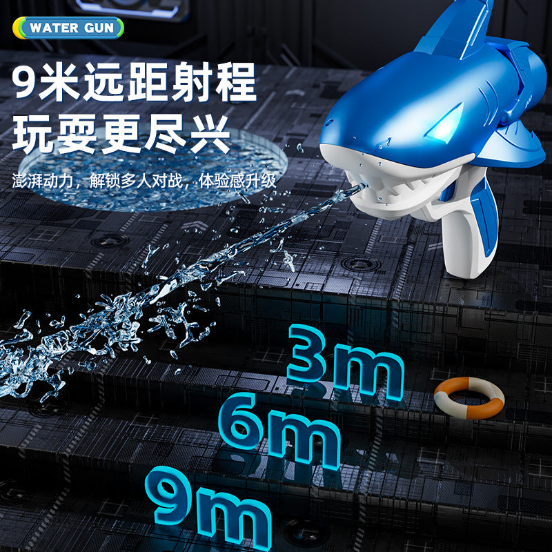 【customizable】electric shark water gun - fully automatic, light-up, fire-breathing, continuous fire water gun toy for kids - perfect for summer water fun!