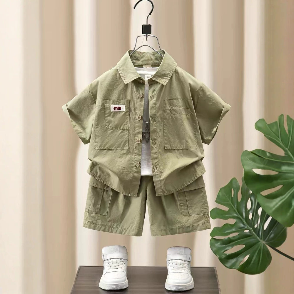Boys' summer outfit set:  new cool & stylish short-sleeve two-piece set for baby boys - trendy summer fashion for kids