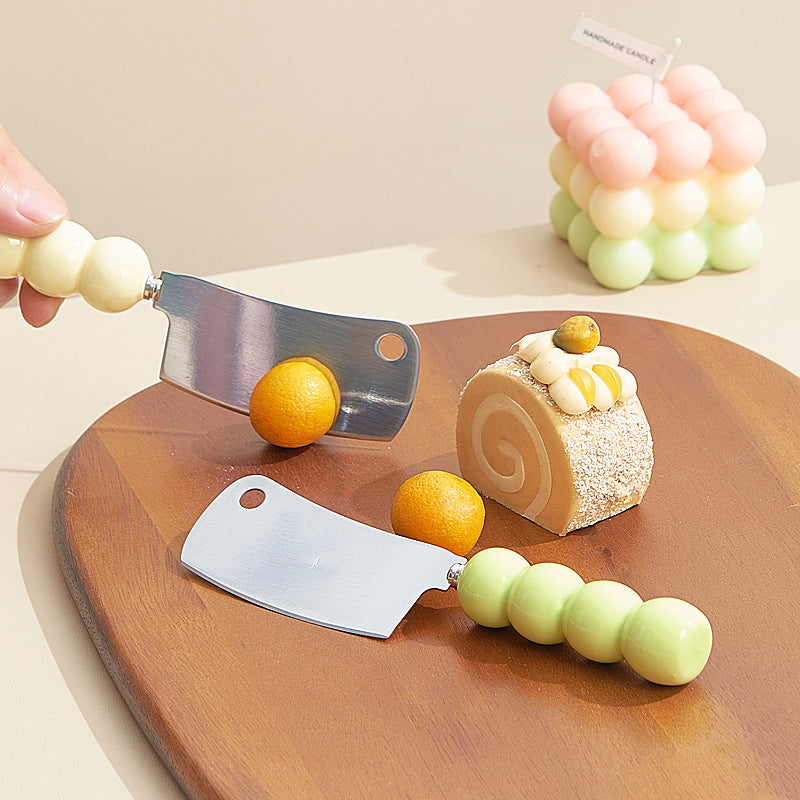 Creamy style thickened ceramic handle utility knife - multi-purpose, high-value fruit knife, stainless steel design dessert knife