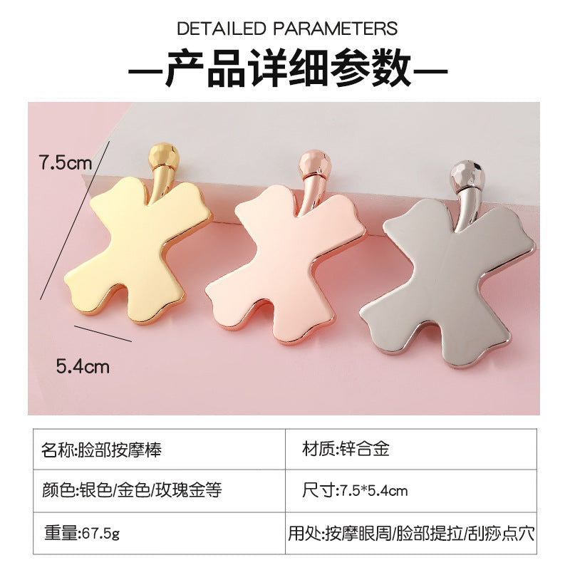 Factory direct clover-shaped massage facial roller - metal scraping tool for face, eye, and neck lifting - wholesale