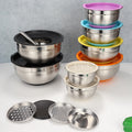 american colorful silicone bottom salad bowl with lid cooking baking salad bowl set stainless steel egg bowl