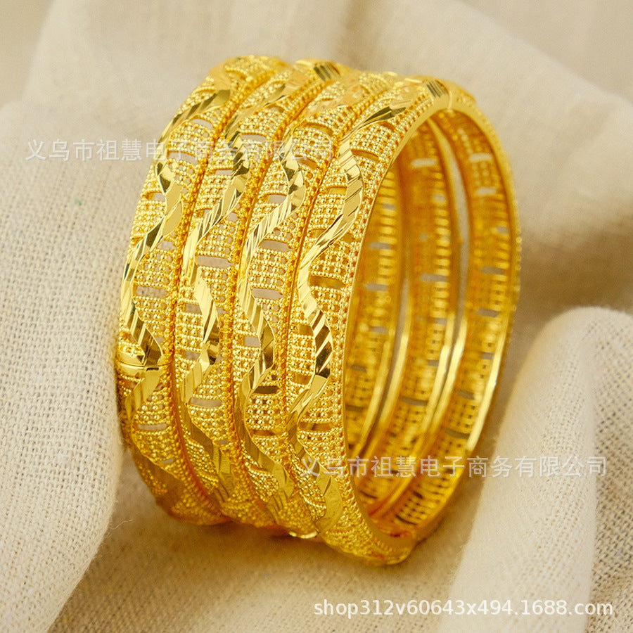 middle eastern dubai men's and women's gold-plated copper bracelet, ethiopian/arabic nigerian jewelry