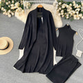 Autumnew arrival lazy looseknittingsuit women's long shawl cardigan + turtleneck sweater + loose pants three-piece set