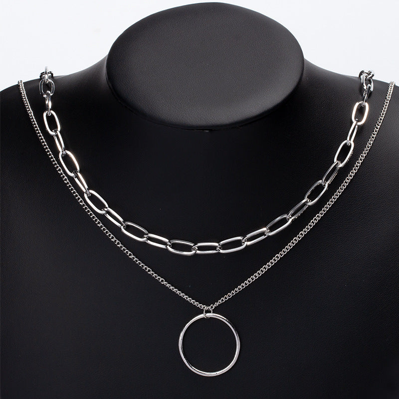 Wholesale women's necklace accessories - european & american style, autumn/winter sweater chains, unique silver-plated circle & chunky chain layering necklaces, choker necklaces