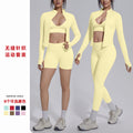 Seamless cross-border yoga set: tummy control, slimming, quick-dry activewear for fitness, outdoor leisure, running, and sports - multi-piece set