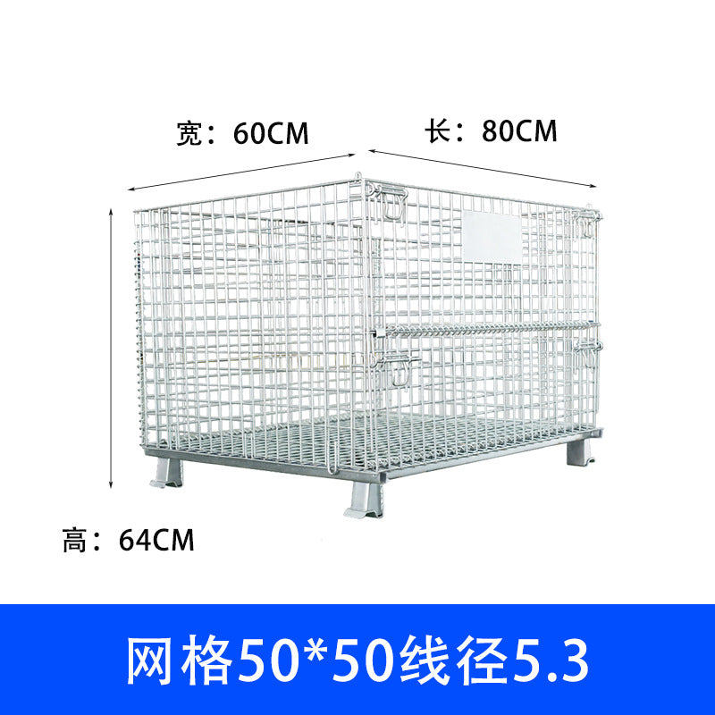 Storage cage Iron frame Movable stacking Nylon wheel Folding storage cage Warehouse sorting car Express cage car Butterfly cage