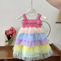 Girls' tutu dress : trendy sweet suspender dress, colorful tiered cake skirt