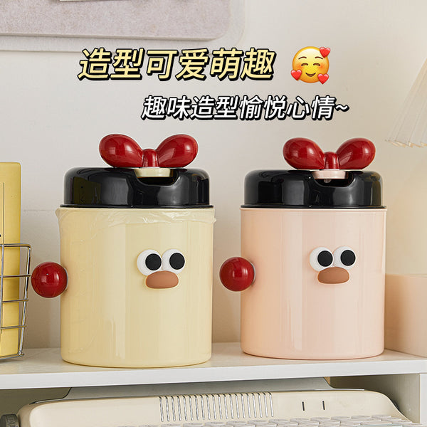 Desktop trash can pressure ring clamping type simple cute wind multi-function large capacity cartoon desktop pen holder storage bucket