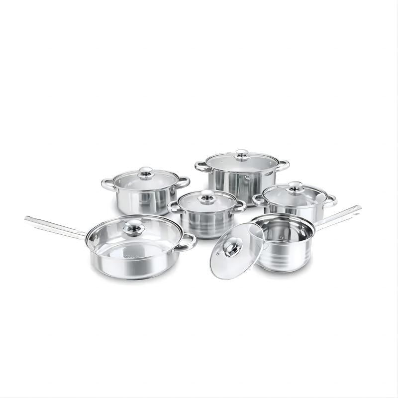 Ready-to-ship 12-piece cookware set: universal thickened stainless steel pots and pans for home boilers and stoves - wholesale gift set
