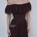 Whiteelegantrufflesslimming look flying sleeves word skirt dress long skirt women's summer other artsyretro short sleeves