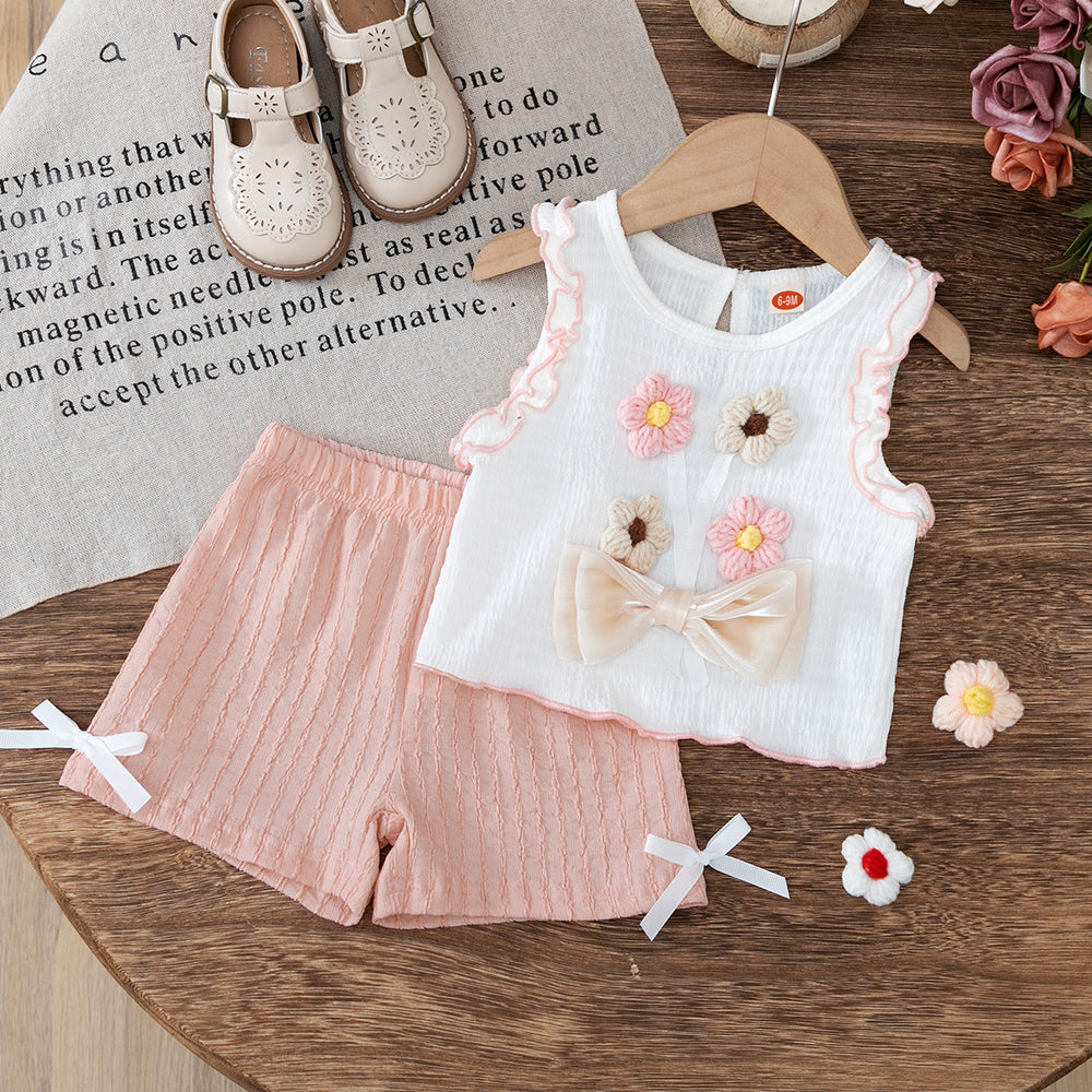 new product girl fashion style socialite pure colorprinting vest + casual shortssuit
