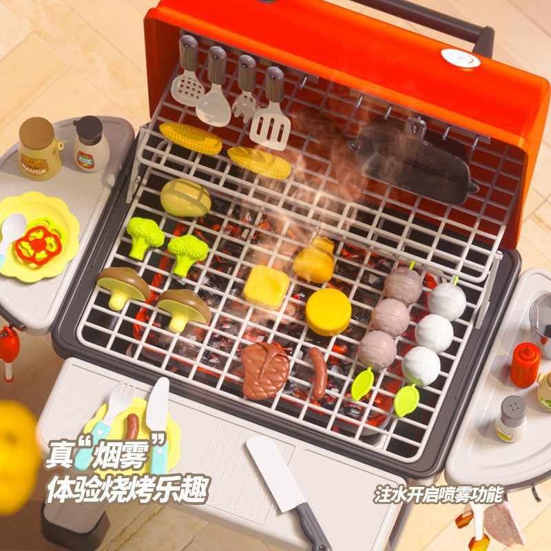 Kids' realistic outdoor cooking spray bbq grill playset - electric bbq oven & utensil set - cross-border toy