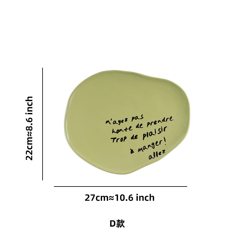 Stylishasymmetrical ceramic tray restaurant hotel casual style food plate high-looking breakfast plate photo props