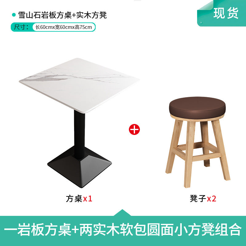 Commercial slate dining table simple outdoor table bar milk tea fast food restaurant canteen rectangular table apartment negotiation table and chair