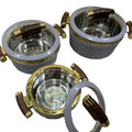 Food warmer insulated lunch box 3pcs 0.8l-2l-3.5l striped gold-rimmed food warmer