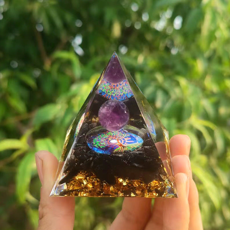 Foreign trade crystal ball pyramid 5.6 cm crystal gravel glue,  explosive resin home hand ornament