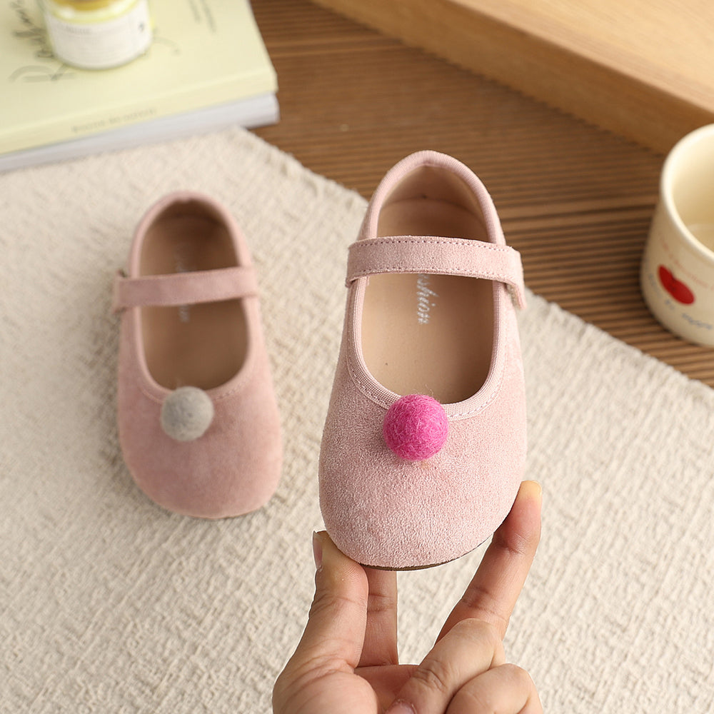Vancahao girls' velvet flats - new spring/autumn  collection - kids' cherry velvet princess shoes with soft sole and dotted sole