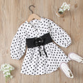 new children's clothing, european and american style, girl's polka dot v-neck petticoat + elastic denim tie two-piece set