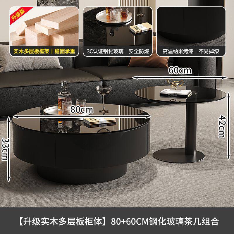 Luxury designer italian minimalist high-end living room home small apartment round glass combination coffee table