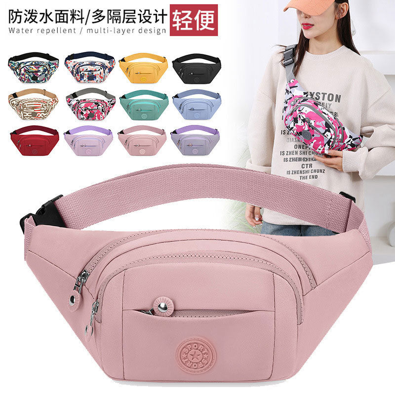 Cross-border new women's fanny pack, colorful printing, large-capacity casual messenger breast bag, light mobile phone bag, cashier wallet