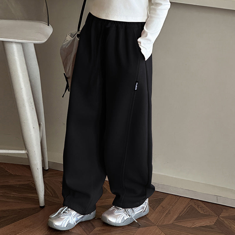 Girls' active pants - new autumn/winter  collection - stylish korean-inspired casual pants for mid-to-large children - kids' curved hem fleece-lined sweatpants