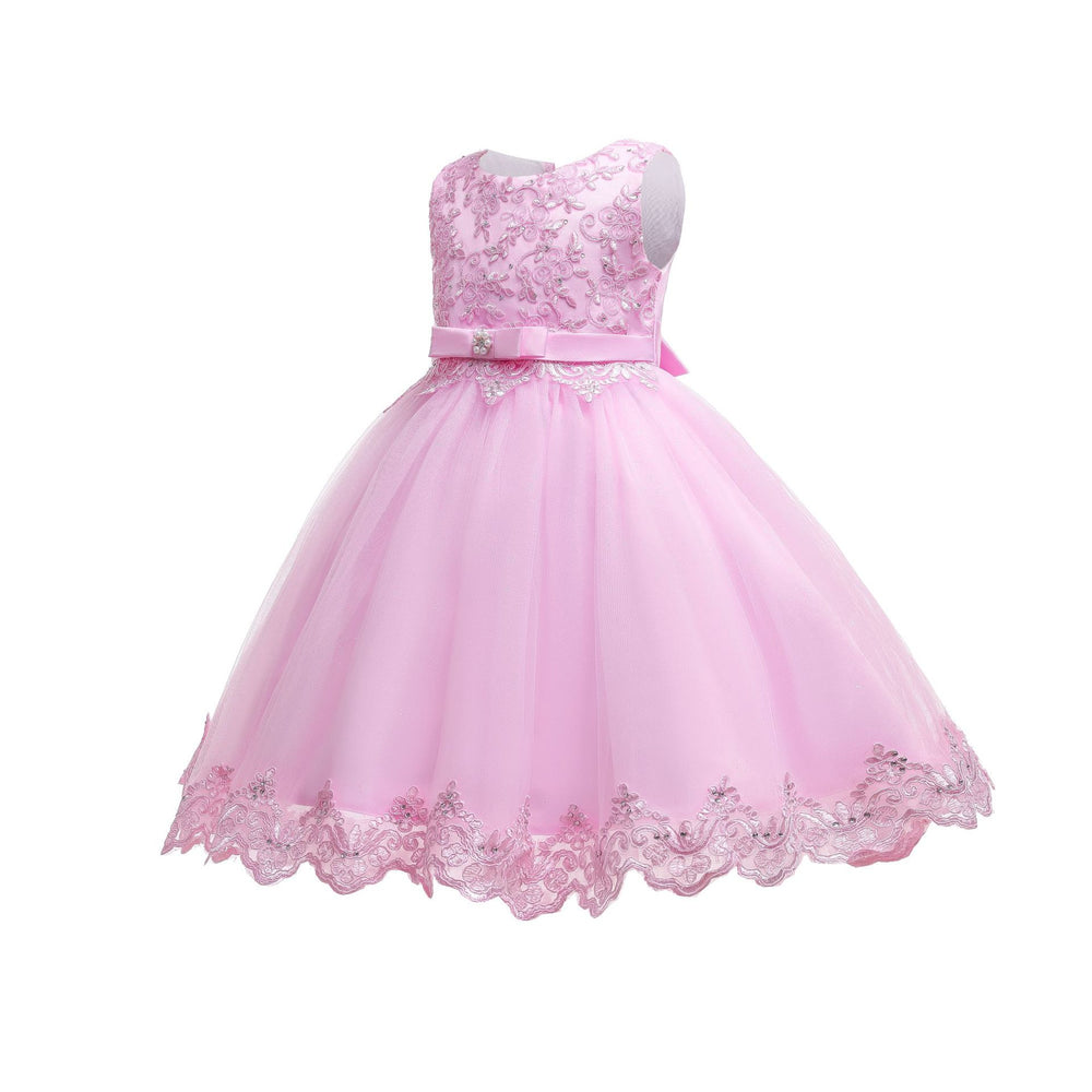 Plus size children's formal dress with rhinestone and lace detail - princess style for girls, perfect for piano recitals and special occasions