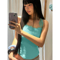 European and american style women's summer  new slim-fit lace patchwork backless asymmetrical halter neck inner layer vest top