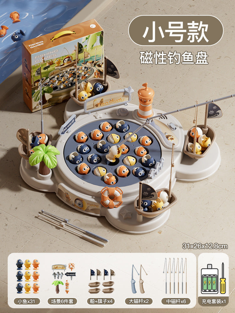 Kids electric magnetic fishing toy board game fishing platform fish pond fishing rod fishing puzzle family boy girl toy