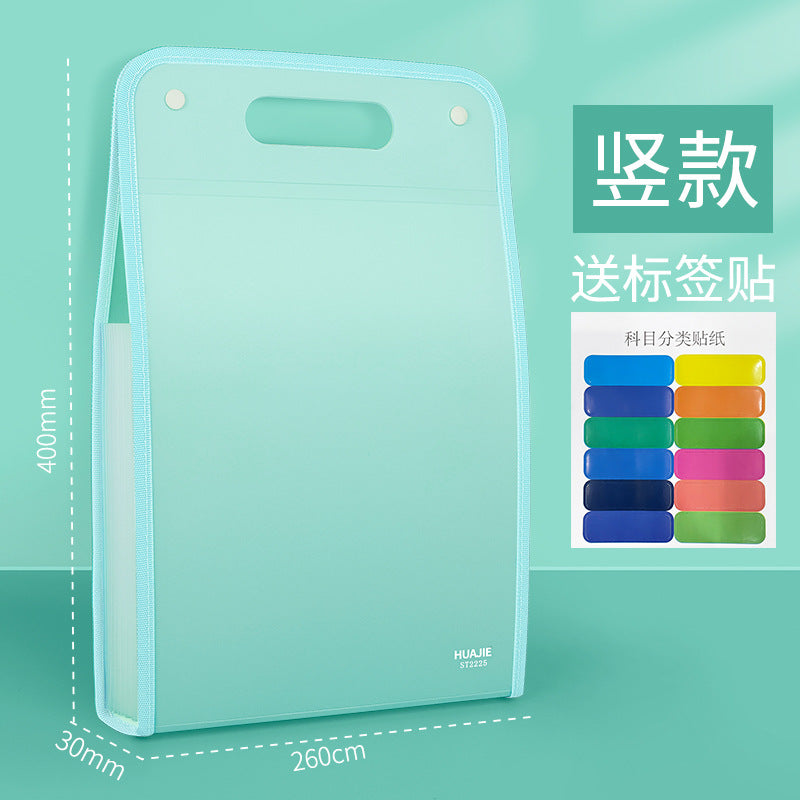 Portable organ bag, folder, vertical, multi-layer test paper holder storage bag for students, 13-grid paper storage and organization bag.