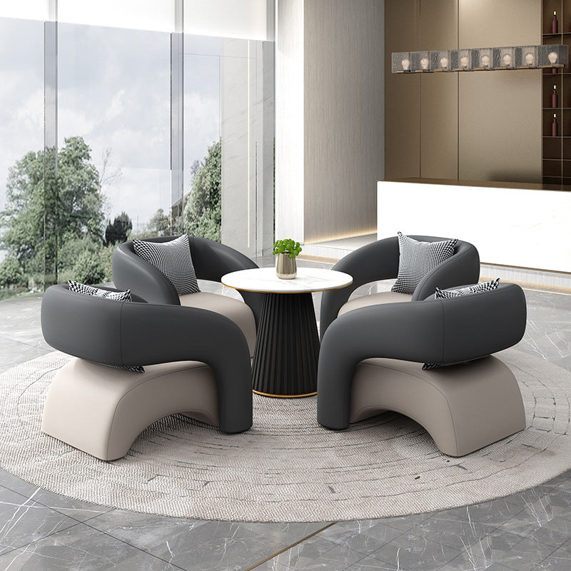 Business reception sofa set - ideal for hotels, offices, sales centers, and reception areas. includes sofa, table, and chairs for meetings and discussions