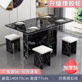 Foldable dining table for home, small apartments, mobile with wheels, multifunctional, one table four chairs, simple rectangular dining table