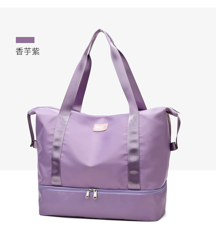 New travel bag women's short-distance portable and lightweight yoga bag can be put on trolley case student large-capacity luggage storage bag