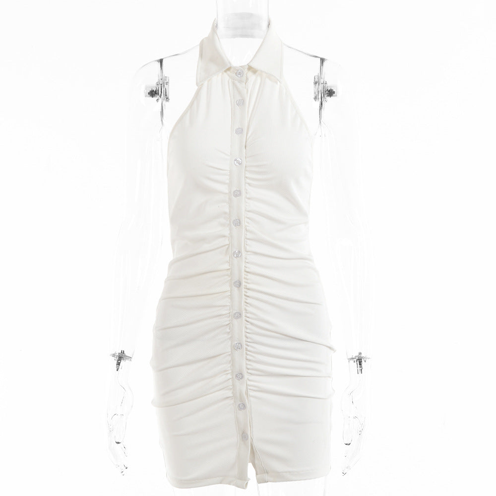 European and American  women's clothing 2022 spring and summer new dress, sexy backless sleeveless single-breasted cardigan hip-wrapped skirt