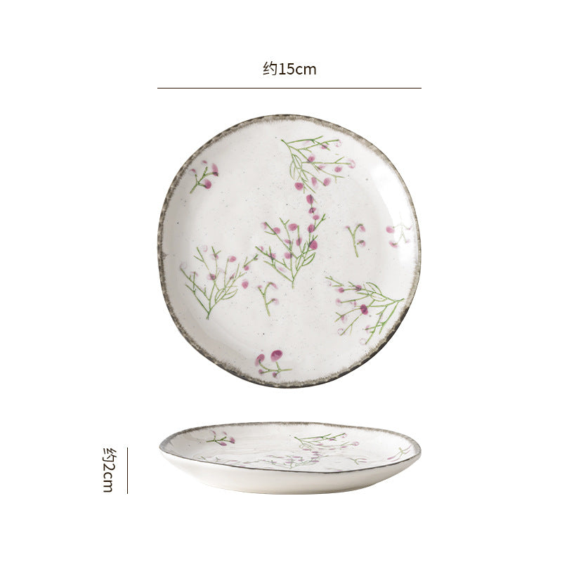 European retro irregular ceramic bowl, plate, and dish set - stylish, high-value tableware for restaurants and home use, rustic farmhouse ceramic dinnerware set