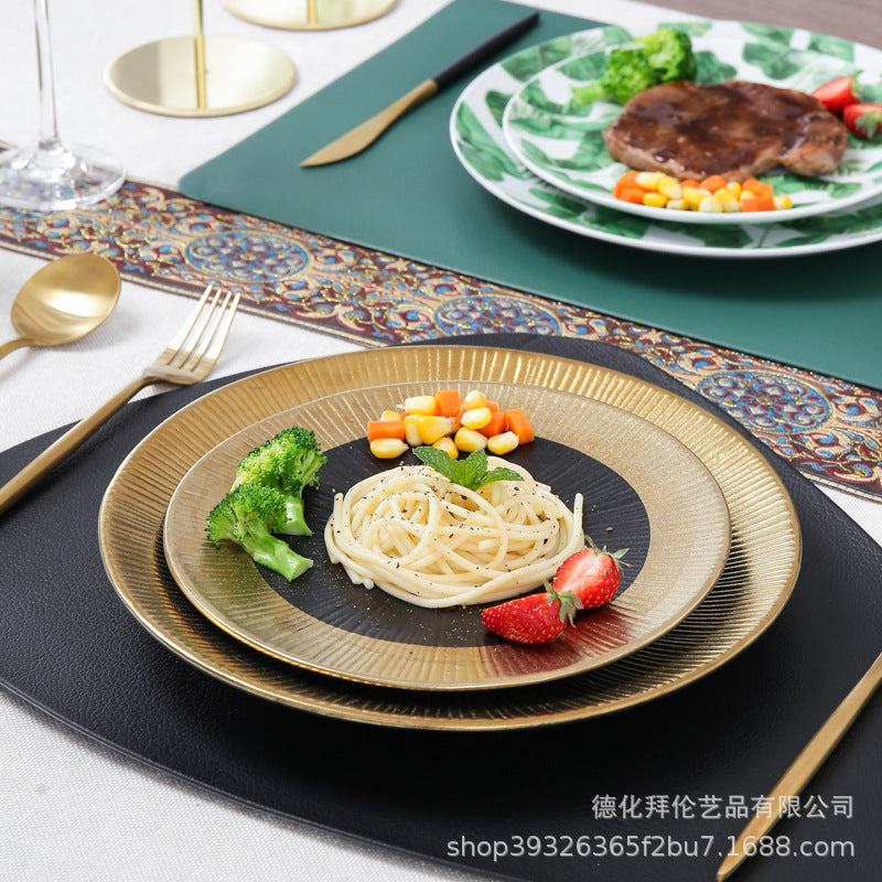 Luxury dinnerware setting set - customizable for model homes, restaurants, clubs, and european-style hotels - ceramic plates, knives, forks, and spoons